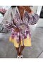 Balloon Sleeve Mini Dress - Floral Pattern - 2