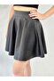 Women's Black Leather Mini Bell Skirt - 7