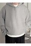 Men's 2-Piece Black-Grey Solid Color Casual Hooded Sweatshirt - 3