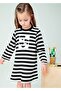 Girl's Metallic Yarn Striped Dress Black 4929