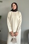 Ecru Knitwear Set - Basic Model with Piping Detail - 3