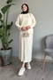 Ecru Knitwear Set - Basic Model with Piping Detail