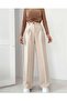Women's Beige Pleated Fabric Palazzo Pant
