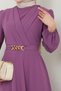 Hijab Evening Dress - with Chain Belt, Fashion 2646 Lilac - 5