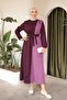 Garnished Belted Hijab Dress BRC1123 DAMSON LILA - 3