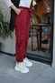 Women's Waist Belted Cargo Pocket Trousers BRC1403 Claret Red - 3