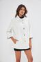 Women's Genuine Leather jacket White Color Bat Sleeve Fronts Snap Fastener - 5