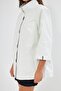 Women's Genuine Leather jacket White Color Bat Sleeve Fronts Snap Fastener - 6