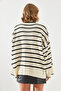 Women's White Black Striped High-Neck Knit Sweater 20221002 - 7