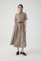 Striped Shirt Collar Midi Dress - with Belt and Waist Seat - 3