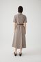 Striped Shirt Collar Midi Dress - with Belt and Waist Seat - 4