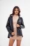 Women's Black Genuine Leather Jacket Hooded Model - 3