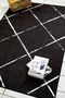 Modern Patterned Black and White Washable Non-Slip Base Velvet Carpet 7048 - 2