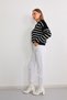 Women's Polo Neck White Striped Knitwear Sweater - 4