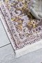 Classic Patterned Brown Chenille Machine Washable Fringed Non-Slip Base Carpet 7467 - 4