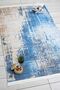 Abstract Patterned Blue Beige Chenille Machine Washable Fringed Non-Slip Base Modern Carpet 7319 - 2