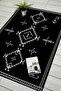 Scandinavian Patterned Black and White Washable Non-Slip Base Velvet Carpet 7735 - 2