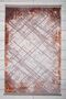 Abstract Patterned Beige Washable Chenille Woven Fringed Non-Slip Base Living Room Carpet 8283