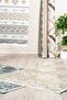 Abstract Patterned Cream Gray Washable Non-Slip Base Chenille Living Room Kitchen Carpet 7339 - 7