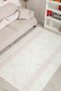 Nordic Patterned Cream Mink Chenille Machine Washable Fringed Non-Slip Base Door Carpet 8343