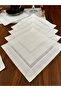 6 Pieces Pico Embroidered Ecru Color Cocktail Serving Napkin - 2