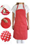 Waterproof Kitchen Apron with Pockets Red