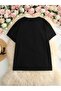 Women's Black Beautiful Heart Printed Oversize T-Shirt - 2