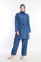 Aviator Blue 4-Piece Fully Covered Water-Repellent Quick-Drying Zippered Parachute Hijab Swimsuit