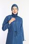 Aviator Blue 4-Piece Fully Covered Water-Repellent Quick-Drying Zippered Parachute Hijab Swimsuit - 3