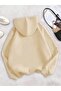 Women's Beige Three Daisies Printed 3 Thread Hooded Hoodie Sweatshirt - 2