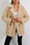 Women's Beige Oversize Plush Coat