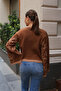 Round Crew Neck Long Sleeve Wide-Neck Floral Jacquard Pattern Color-Blocked Winter Knitwear Sweater - 2