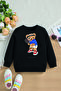 New Season Tennis Player Teddy Bear Printed Oversize Hooded Kids Sweatshirt 14611