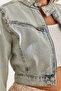 Women's Blue Short Biker Denim Jacket 2277 60251791 - 5