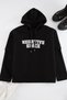 Black Oversize/Wide Cut Double Sleeve Lettering Printed Hooded Sweatshirt Tmnaw25Sw00174 - 2