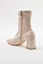 Beige Stretch Zippered Women's Block Heeled Boots Takaw25Bo00001 - 6