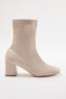 Beige Stretch Zippered Women's Block Heeled Boots Takaw25Bo00001 - 4