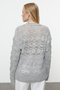 Gray Openwork/Hole Detailed Crew Neck Knitwear Sweater Twoaw25Kz00339 - 5