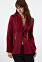 Bordo Fermuar Detaylı Dokuma Blazer Ceket TWOAW25BC00010 - 4