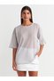 10550 Crew Neck Short Sleeve Transparent Blouse-grey
