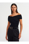 20828 Off-shoulder Drawstring Bodysuit-Black