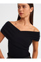 20828 Off-shoulder Drawstring Bodysuit-Black - 3