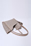 Monogram Printed Mink Shk108 Women's Hand and Shoulder Bag with Snap Fastener Faux Leather Wallet and Makeup Bag - 7