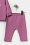 Seasonal Long Sleeve 100% Cotton Baby Girl Snap-On Bodysuit Top and Bottom Set with Leggings Plum - 3