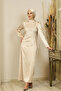 Sıla Evening Dress with Front Sconce Embroidery