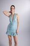 Shiny Fabric Gathered Mini Starry Dress Blue - 5