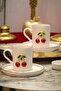 Gold Gilt 2 Piece 100ml Porcelain Cherry Coffee Cup Set
