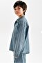 Boy's Jean Polo Collar Long Sleeve Shirt - Oversize Fit - 3