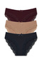 3-Piece Women's Panties with Cotton Legs and Lace Detail