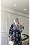 Navy Blue Premium Fabric Patterned Viscose Dress - 6